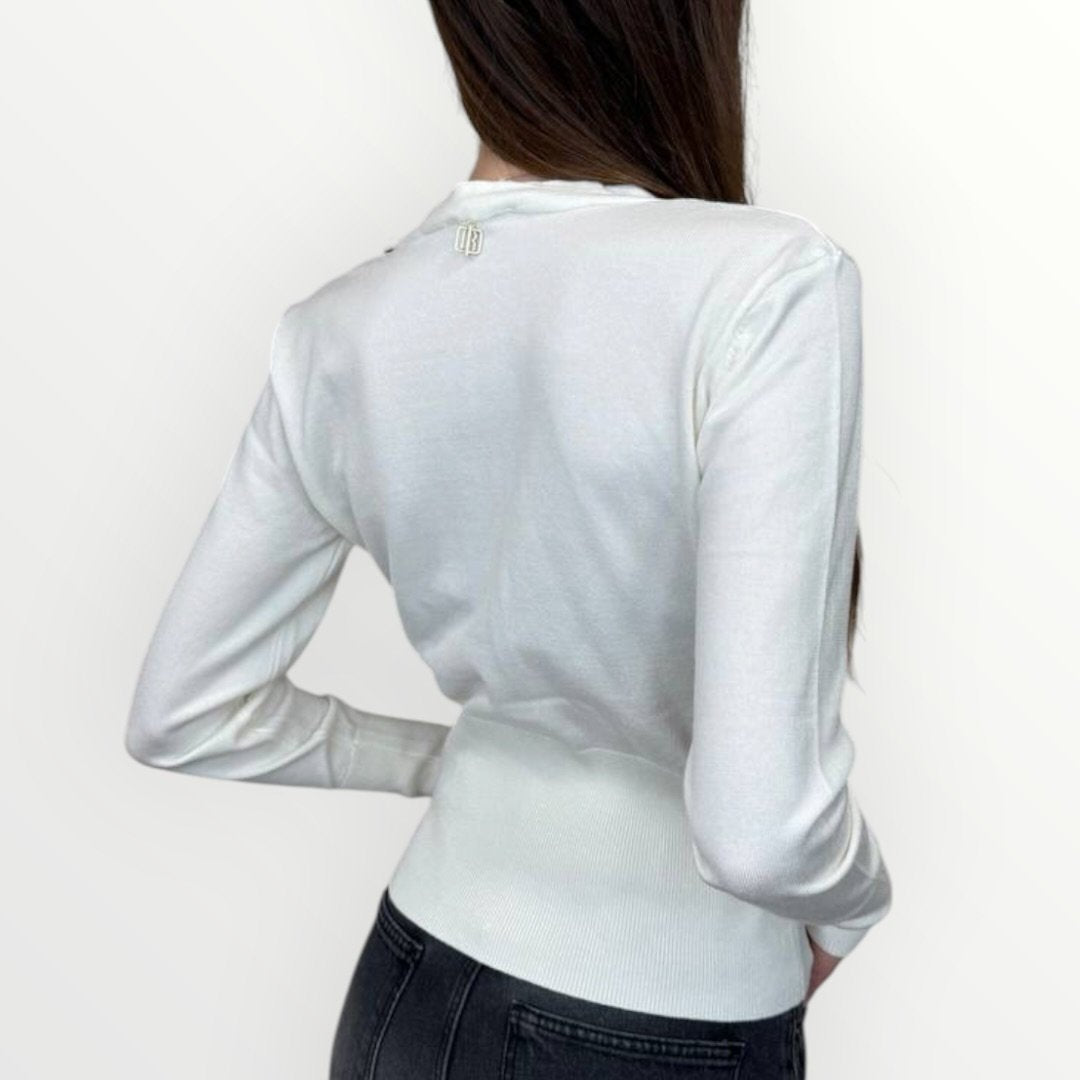 FRACOMINA - CARDIGAN SEMPLICE CON SCOLLO A V E BOTTONCINI
