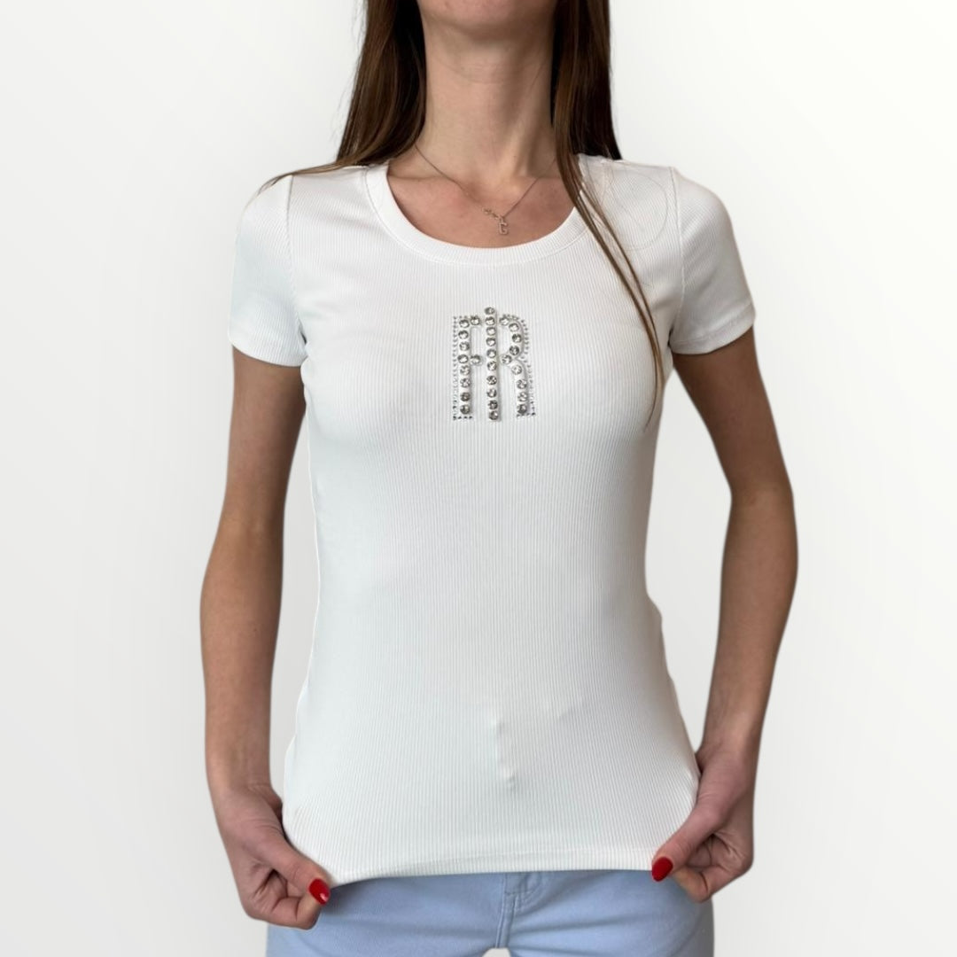 FRACOMINA - T-SHIRT CON LOGO DI BRILLANTI