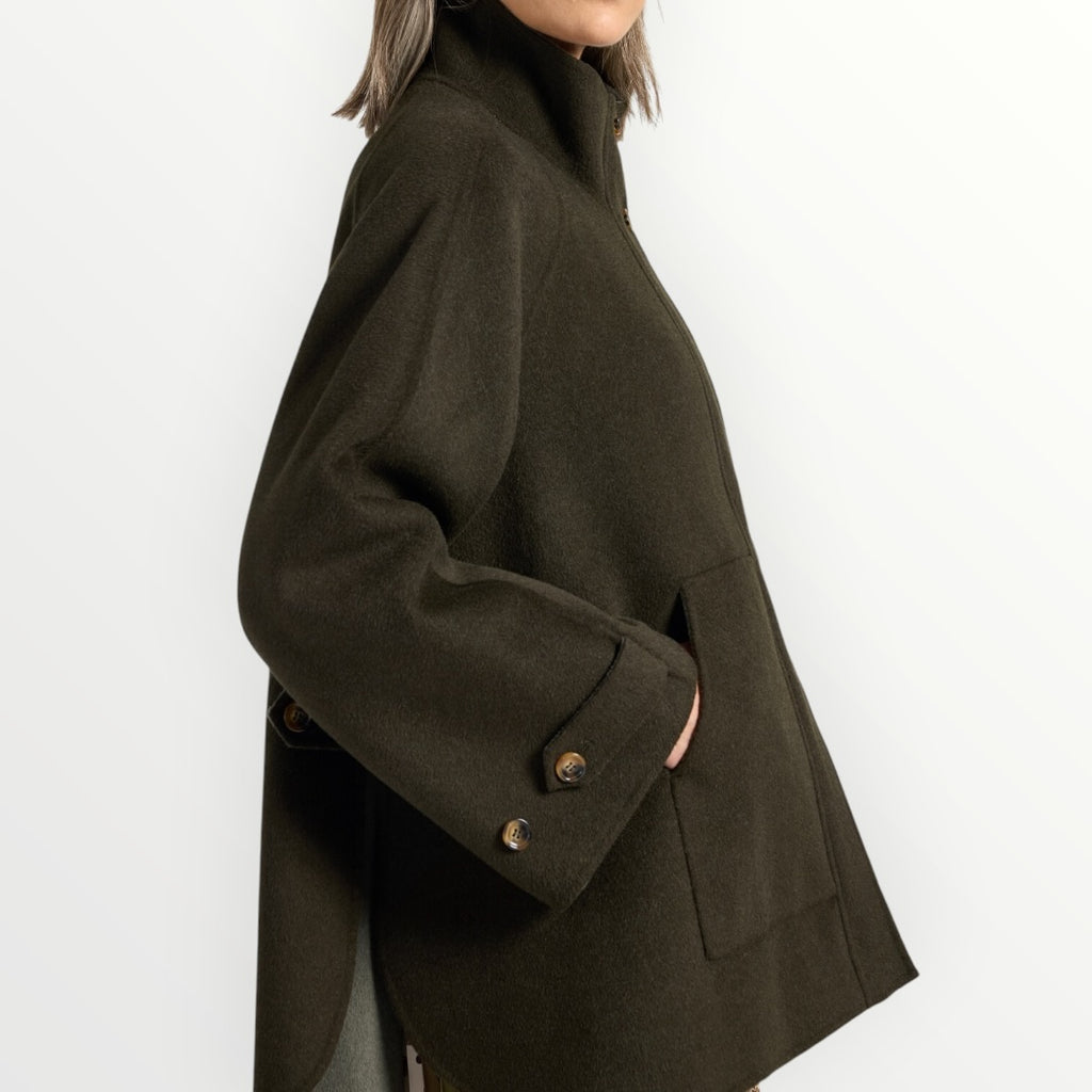 ELENA MIRO' - CAPPOTTO IN MISTO LANA A COLLO ALTO