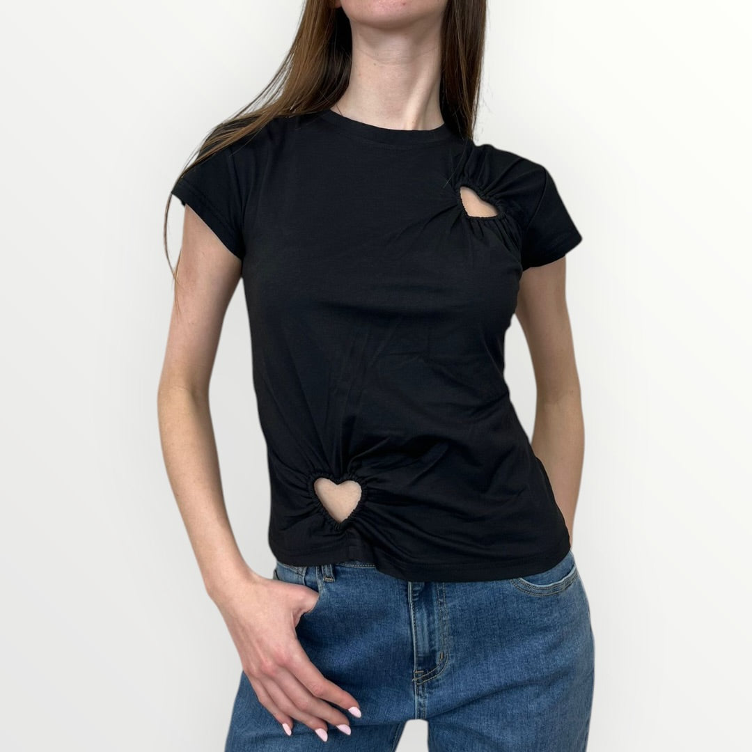 NO SECRETS - T-SHIRT CON CUT-OUT CUORI