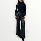 NO SECRETS - PANTALONE A PALAZZO IN ECO-PELLE