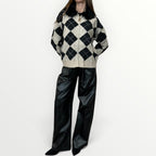 AYFEE - CARDIGAN A ROMBI CON CAPPUCCIO