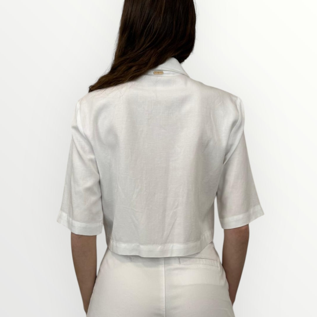 FRACOMINA - CAMICIA IN LINO CON BRILLANTI