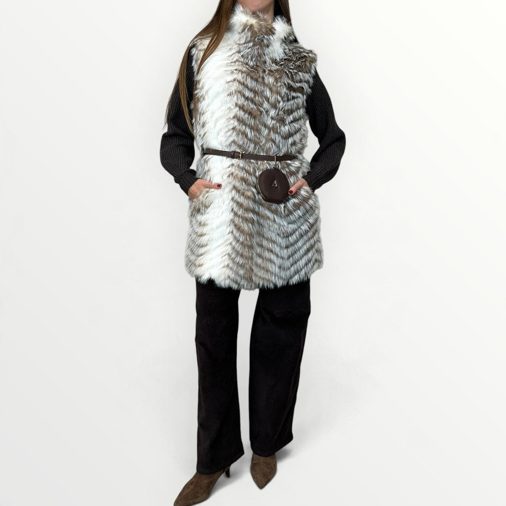 AYFEE - GILET IN ECO-PELLICCIA CON CINTURINA IN VITA