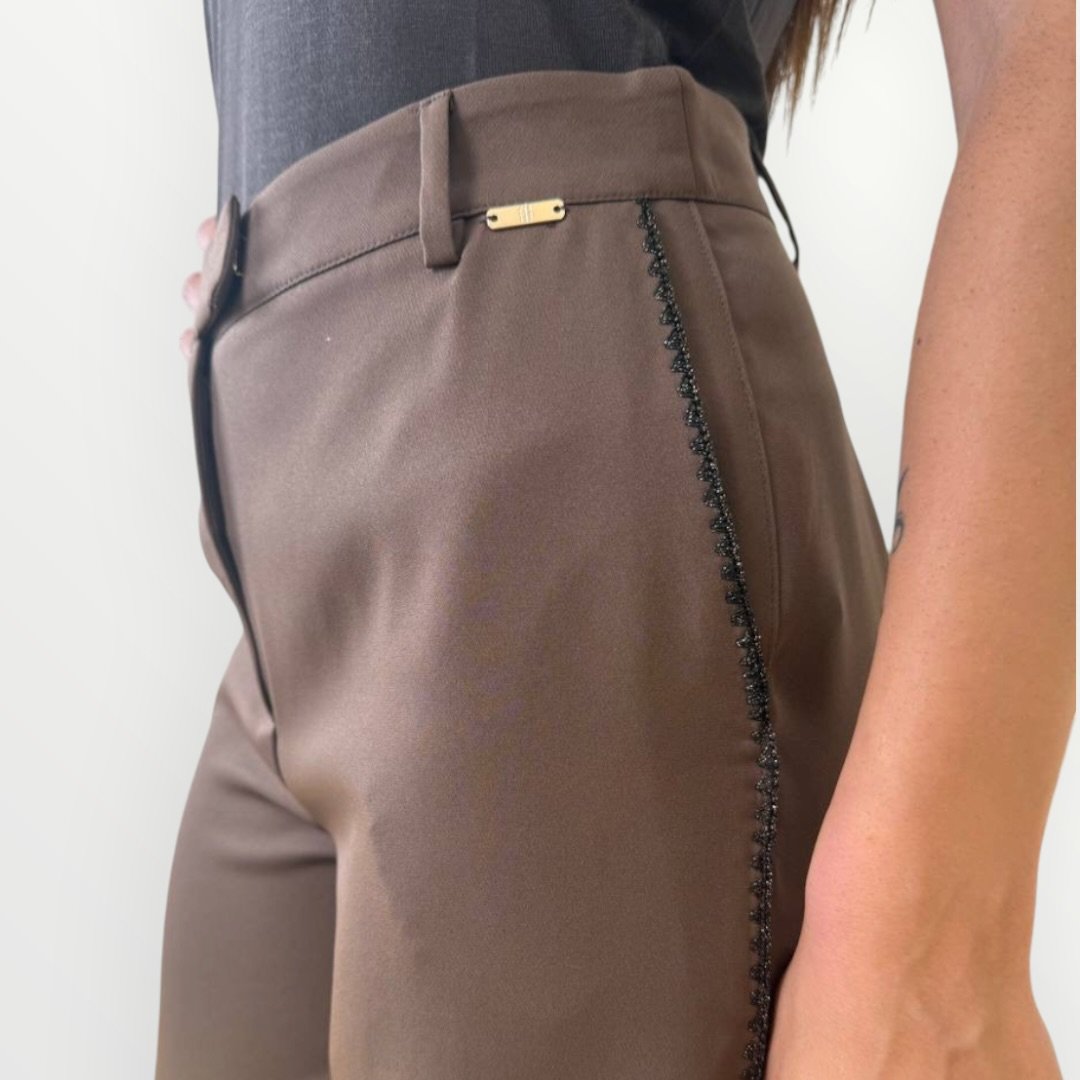 FRACOMINA - PANTALONE CON PASSAMANERIA A CONTRASTO