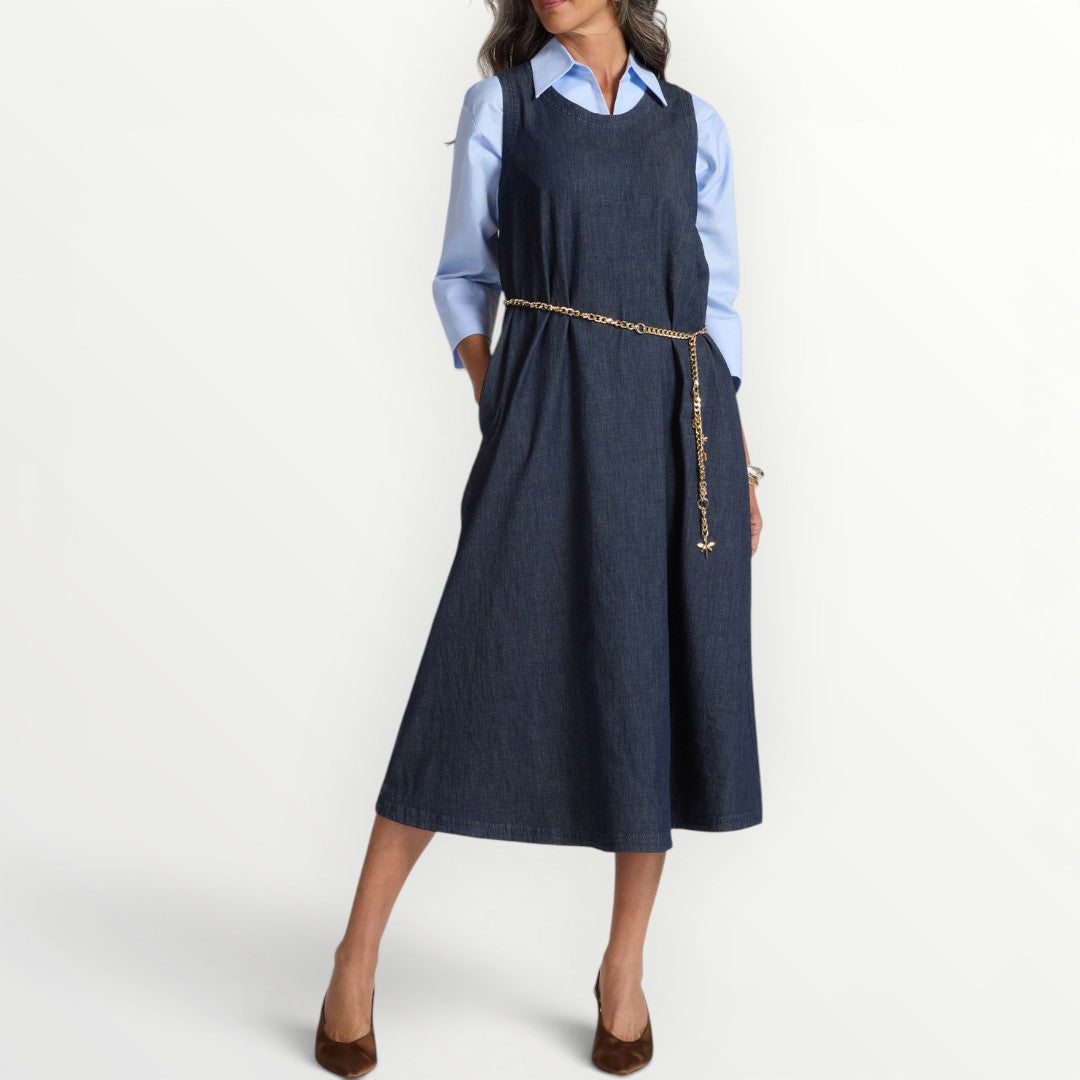 ELENA MIRO' - ABITO A CANOTTA IN DENIM