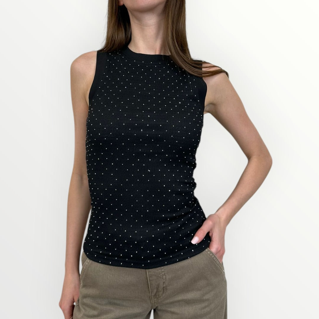 GUESS - CANOTTA CON BRILLANTINI APPLICATI