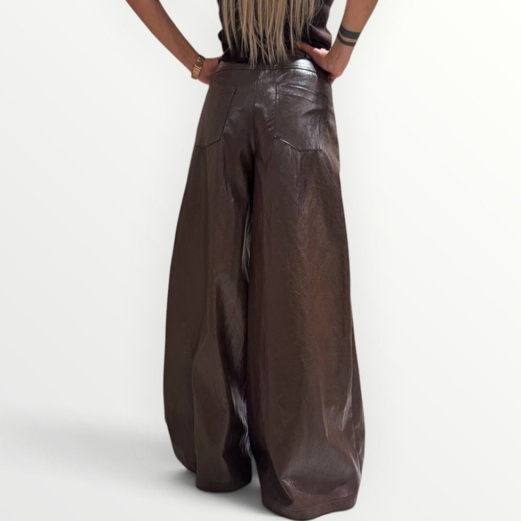 HAVEONE - PANTALONE IN ECO-PELLE SUPER PALAZZO