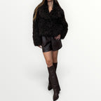 NO SECRETS - GIACCA IN ECO-PELLICCIA CON REVER AMPIO