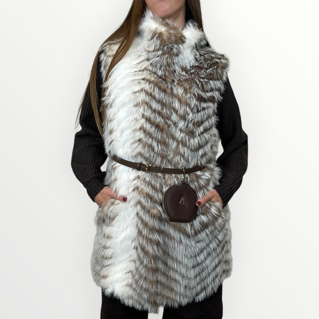AYFEE - GILET IN ECO-PELLICCIA CON CINTURINA IN VITA