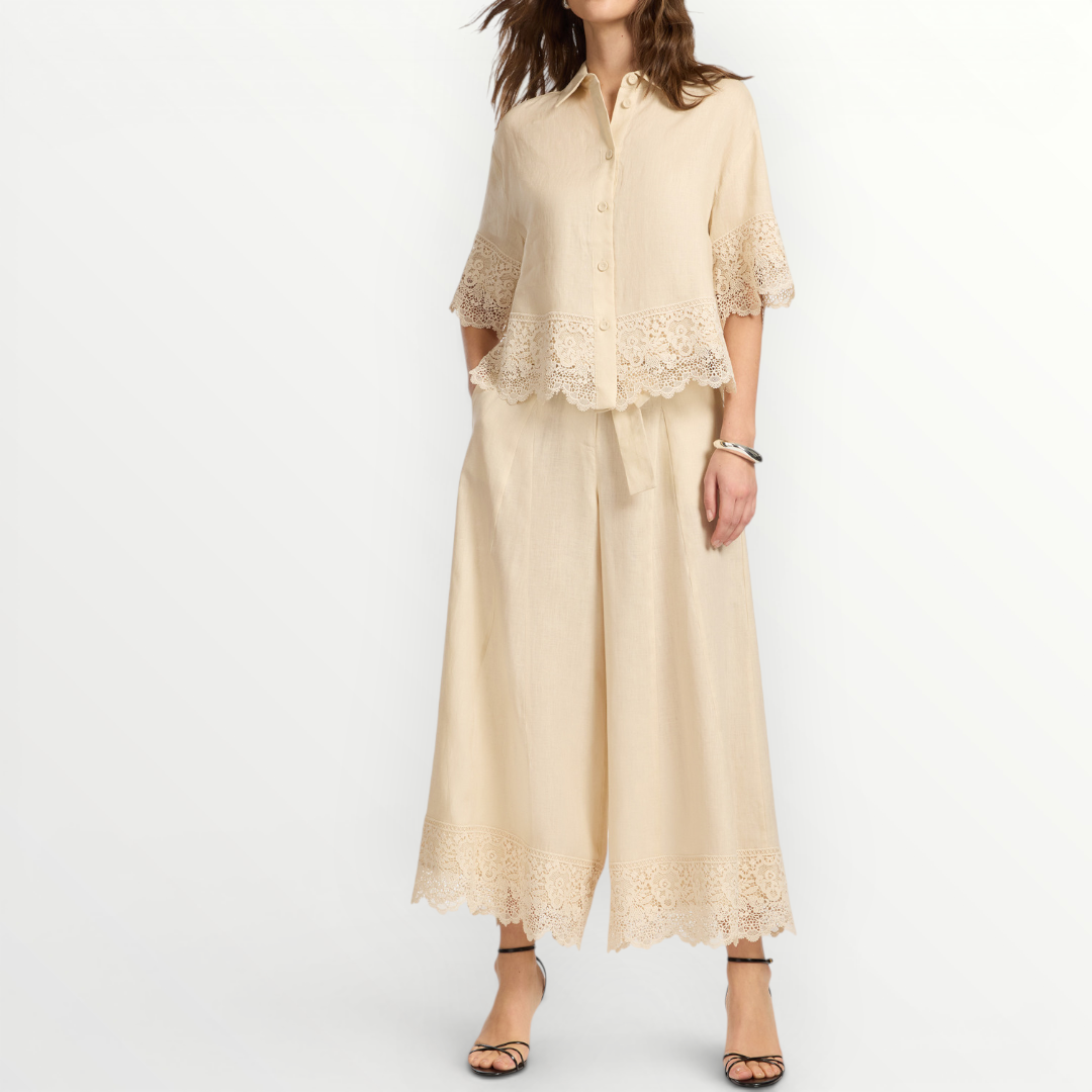 ELENA MIRO' - CAMICIA IN LINO CON PIZZO
