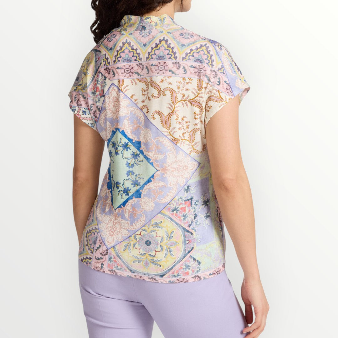 ELENA MIRO' - T-SHIRT SCOLLO V STAMPATA