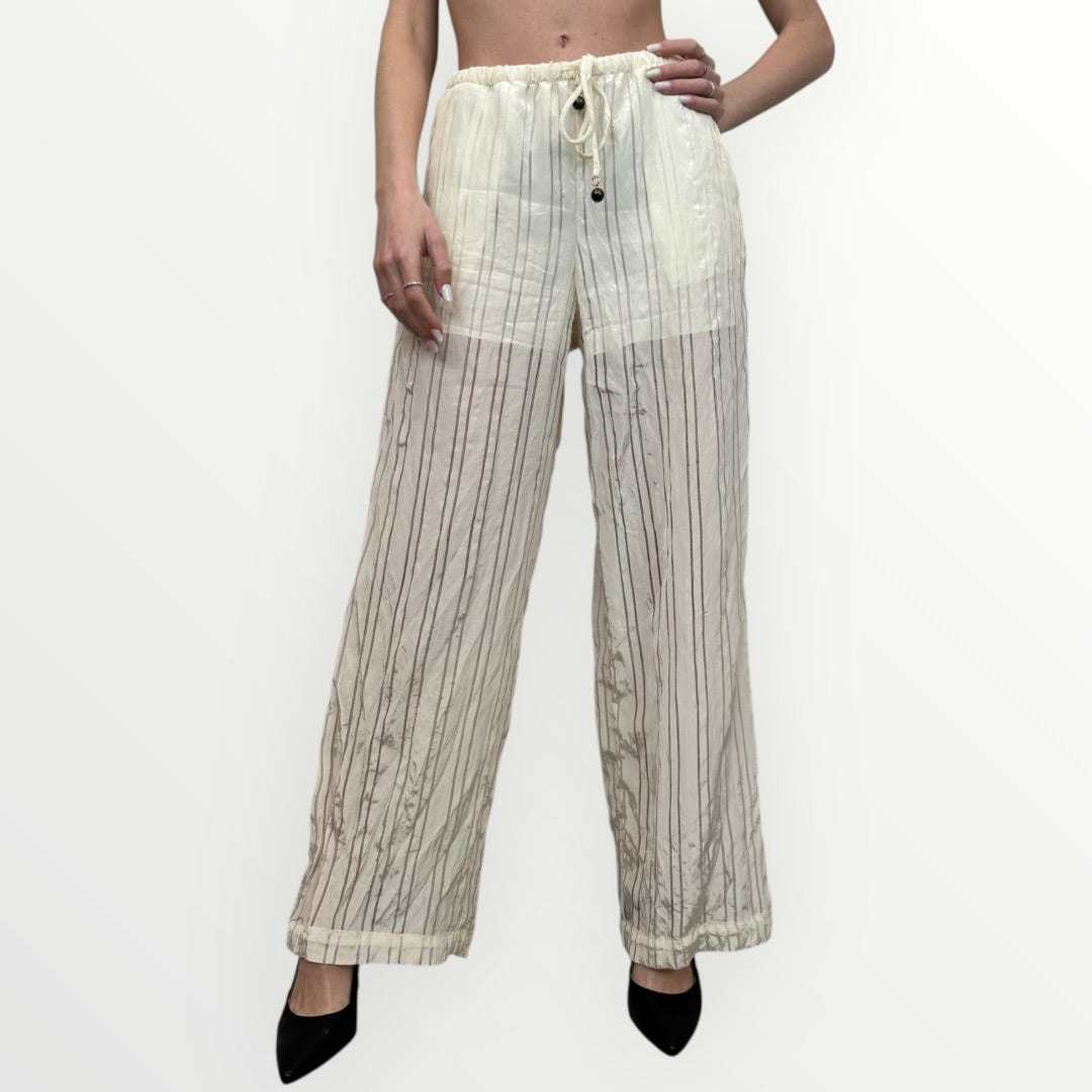 SOUVENIR - PANTALONE RIGATO CON TRASPARENZE