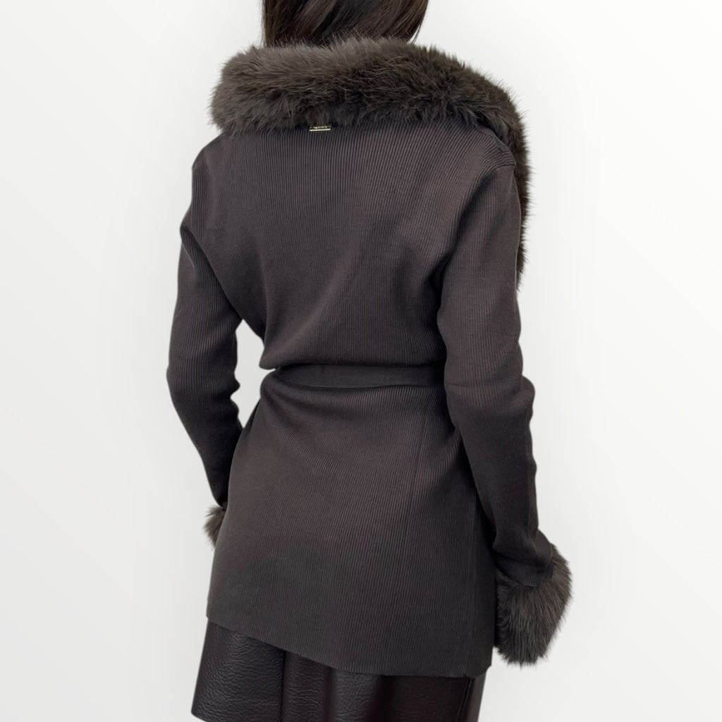 NO SECRETS - CARDIGAN CON INSERTI IN ECO-PELLICCIA