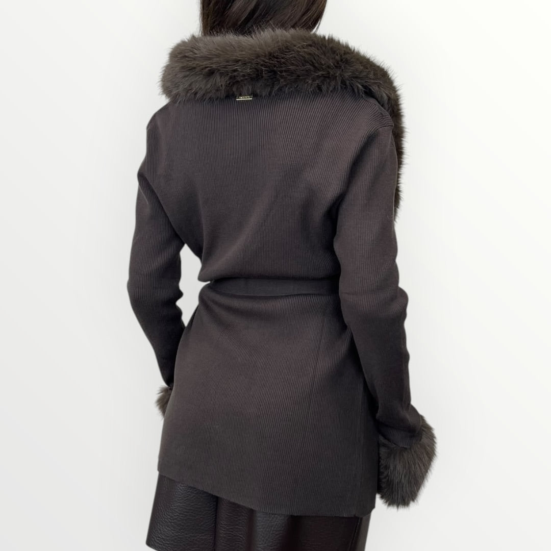 NO SECRETS - CARDIGAN CON INSERTI IN ECO-PELLICCIA
