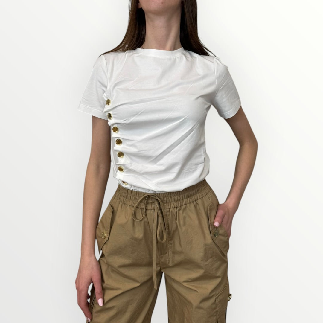 NO SECRETS - T-SHIRT CON BOTTONI LATERALI