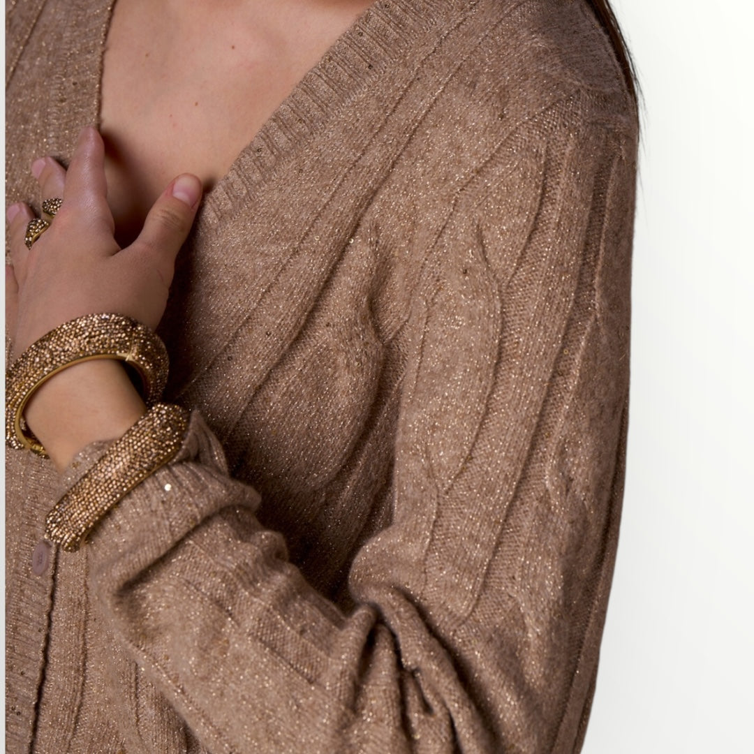NO SECRETS - CARDIGAN TRECCE LUREX