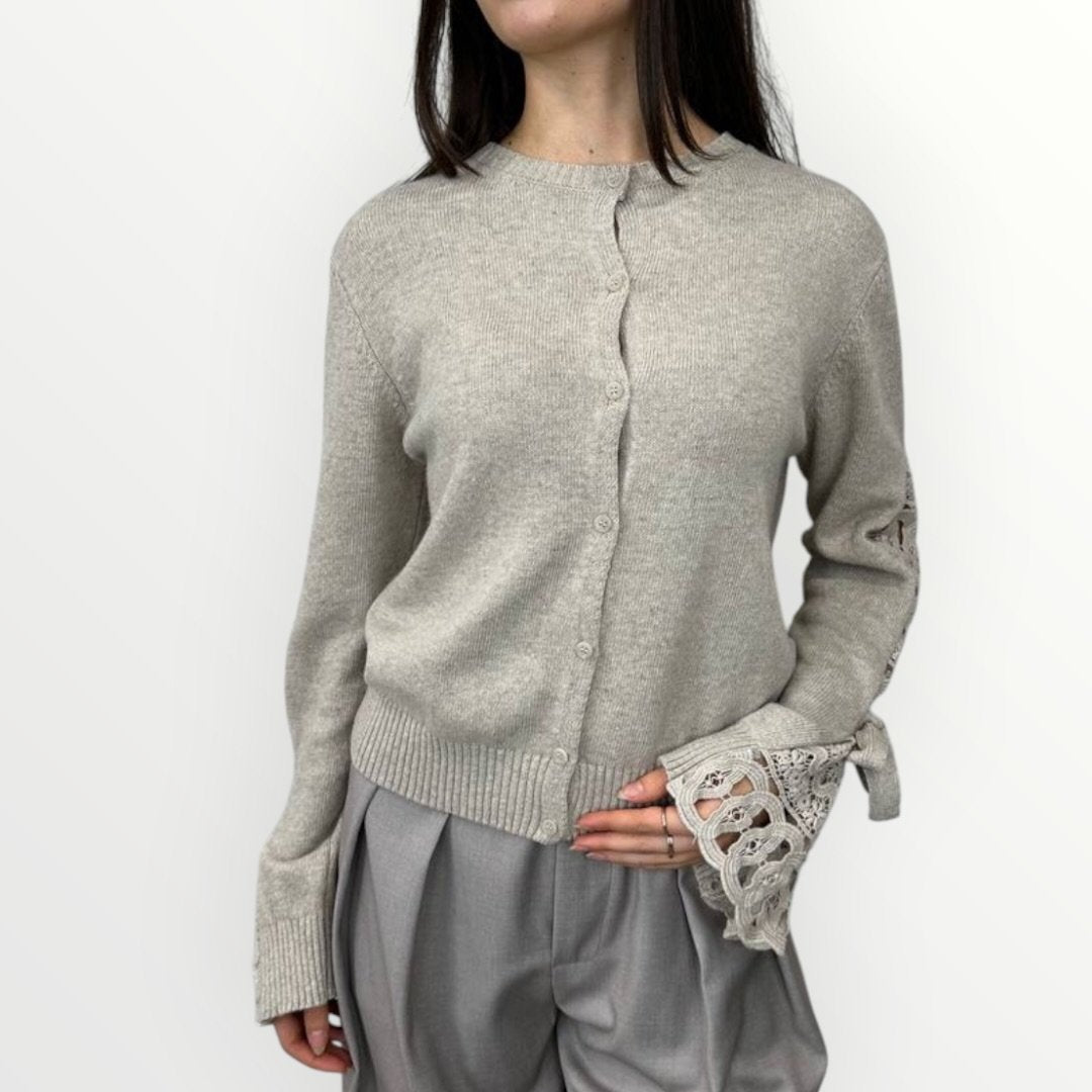 PHILIA LOFT - CARDIGAN CON RICAMI E MANICHE SCAMPANATE Immagine principale del prodotto