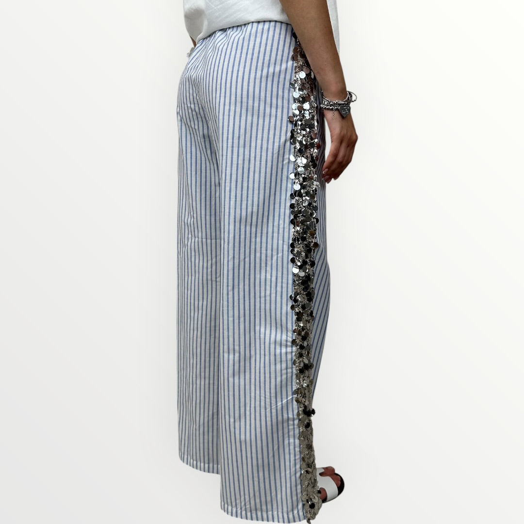 MOTEL - PANTALONE A RIGHE CON PAILLETTES