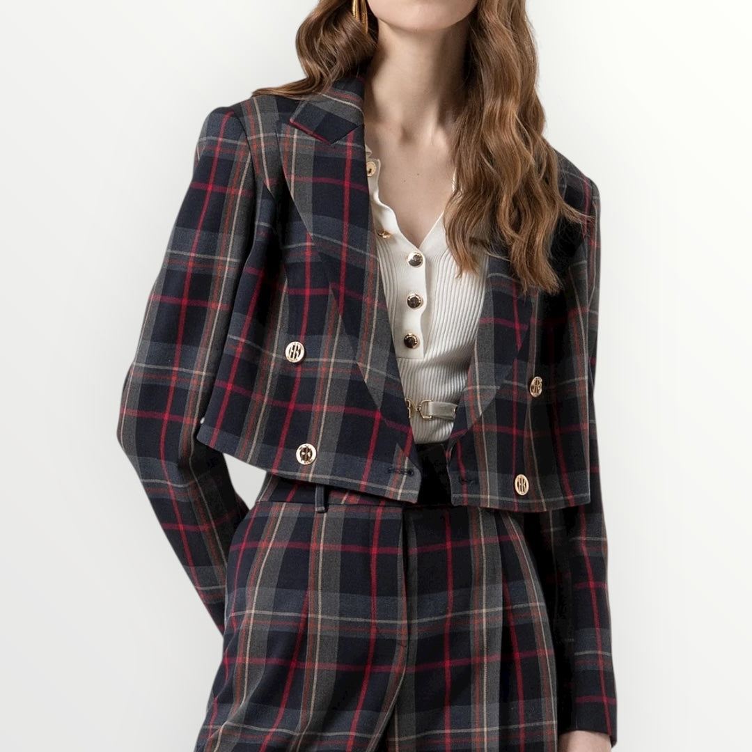 FRACOMINA - GIACCA CROPPED IN FANTASIA TARTAN