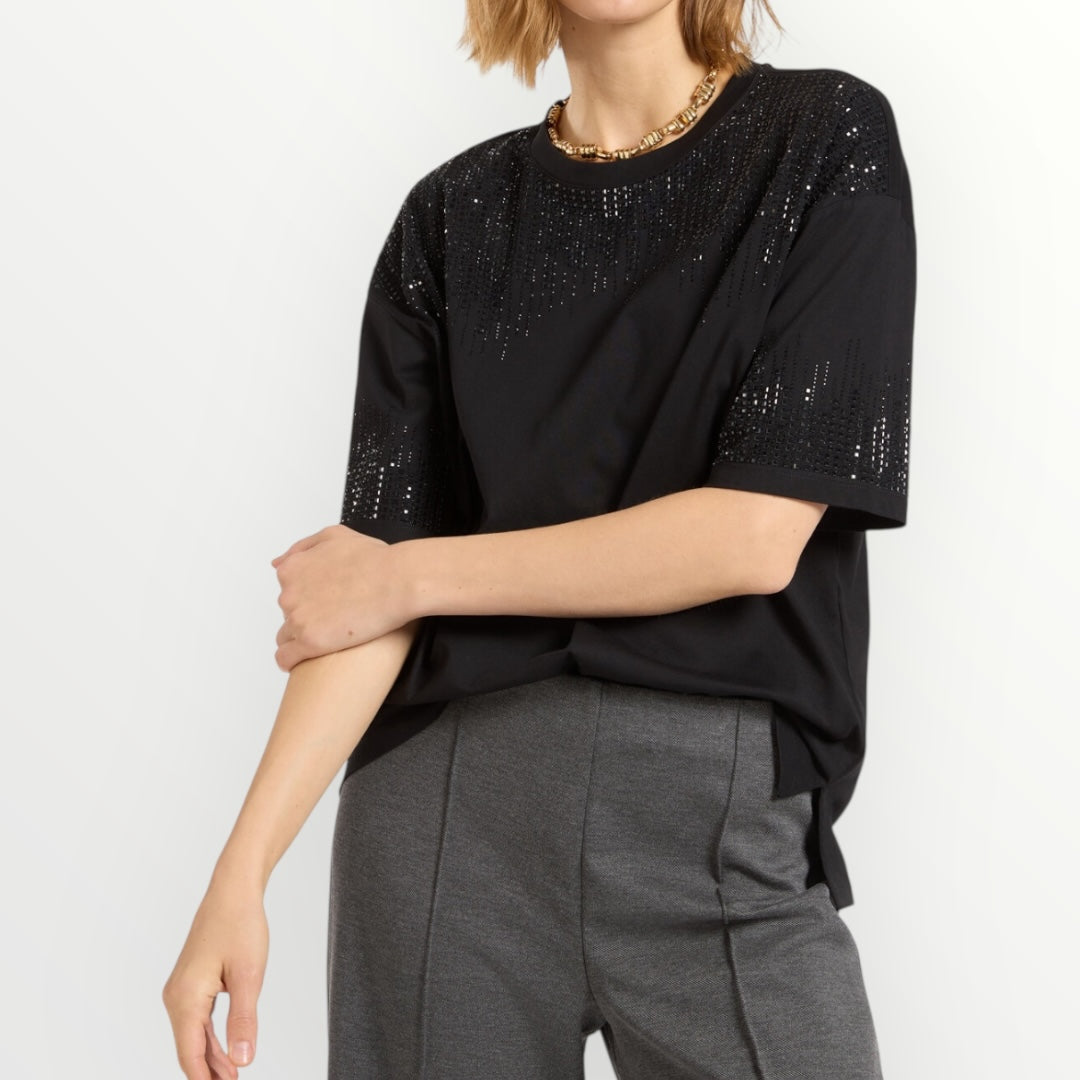 ELENA MIRO' - T-SHIRT A MANICA CORTA RICAMATA