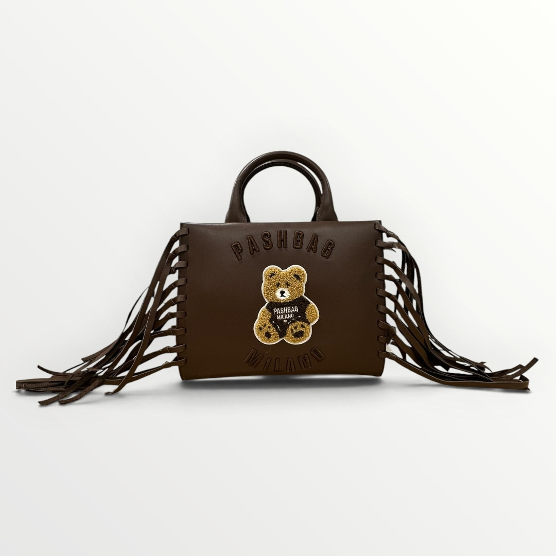 PASHBAG - BORSA CON ORSETTO E FRANGE LATERALI