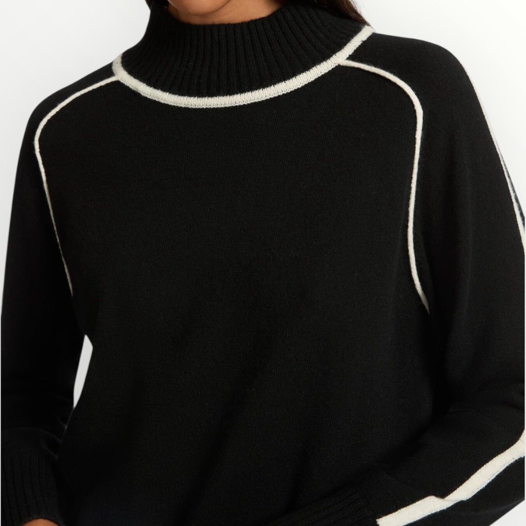 ELENA MIRO' - MAGLIA IN LANA CON BORDI A CONTRASTO