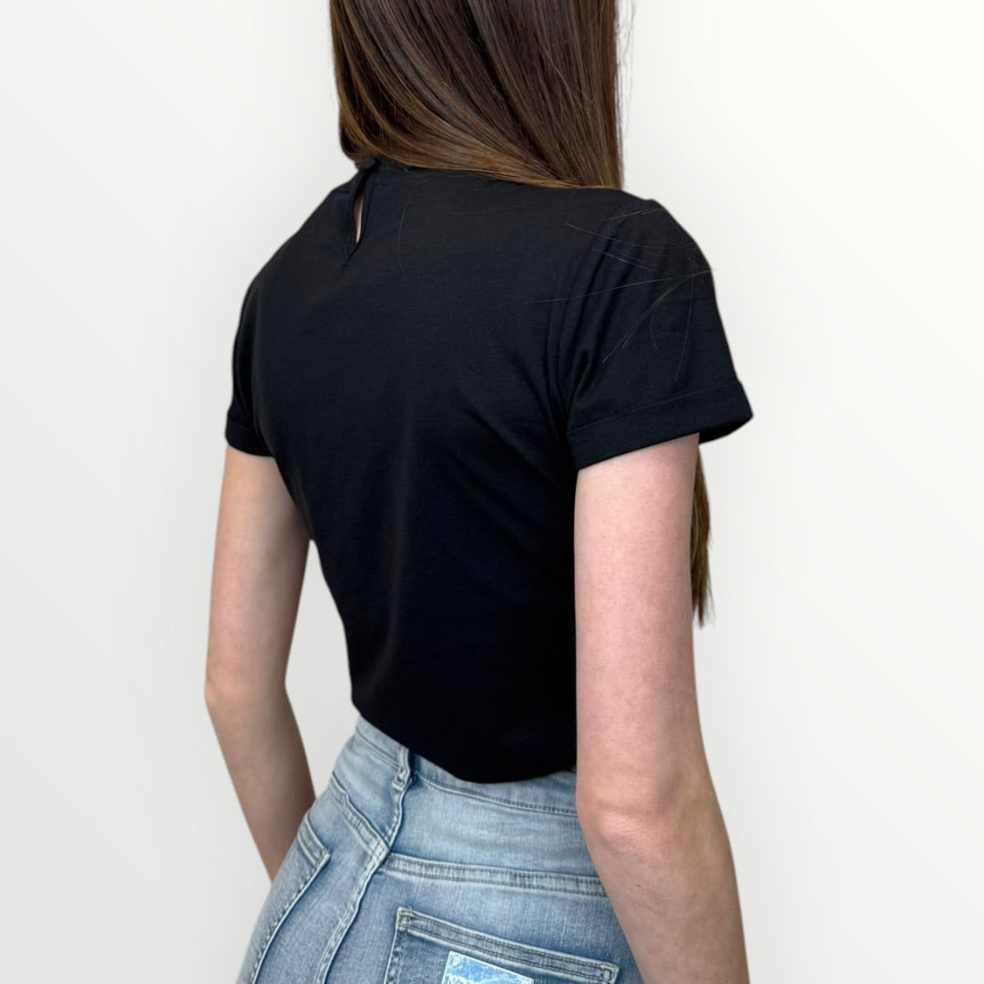 NO SECRETS - T-SHIRT GIRCOLO CON PERLE