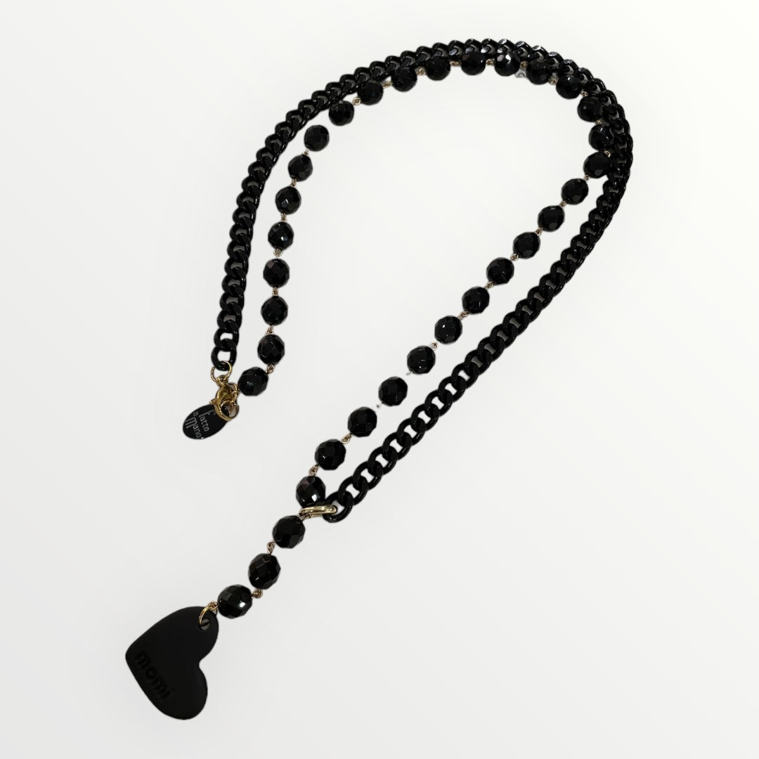 MOMI - COLLANA FRANCESCA GOMMA LUNGA CUORE