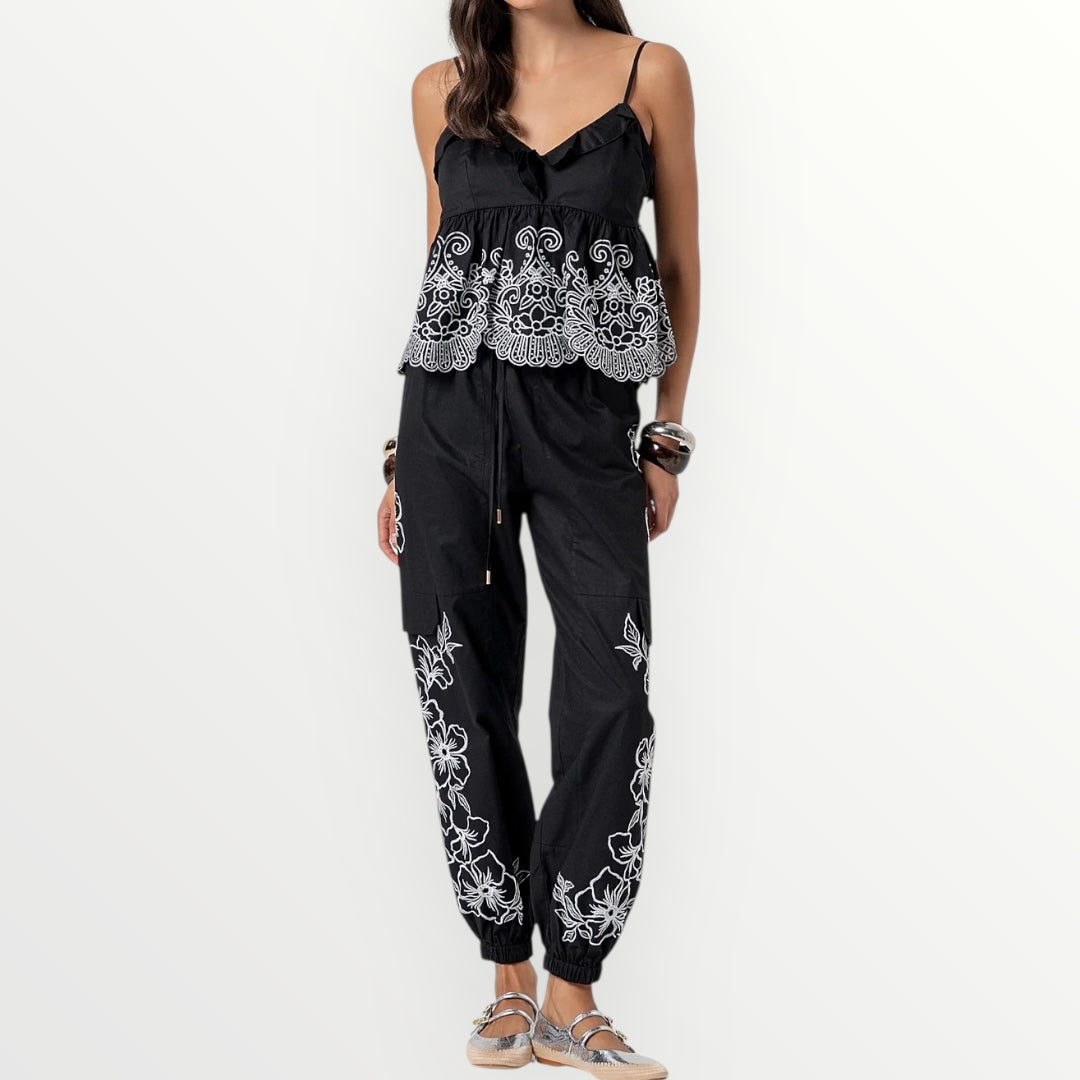 FRACOMINA - TOP IN COTONE CON RICAMI