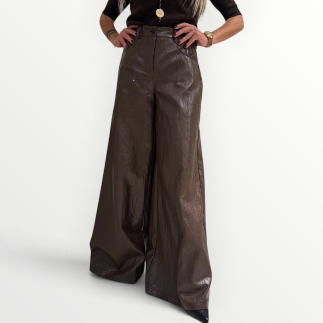 HAVEONE - PANTALONE IN ECO-PELLE SUPER PALAZZO Main image
