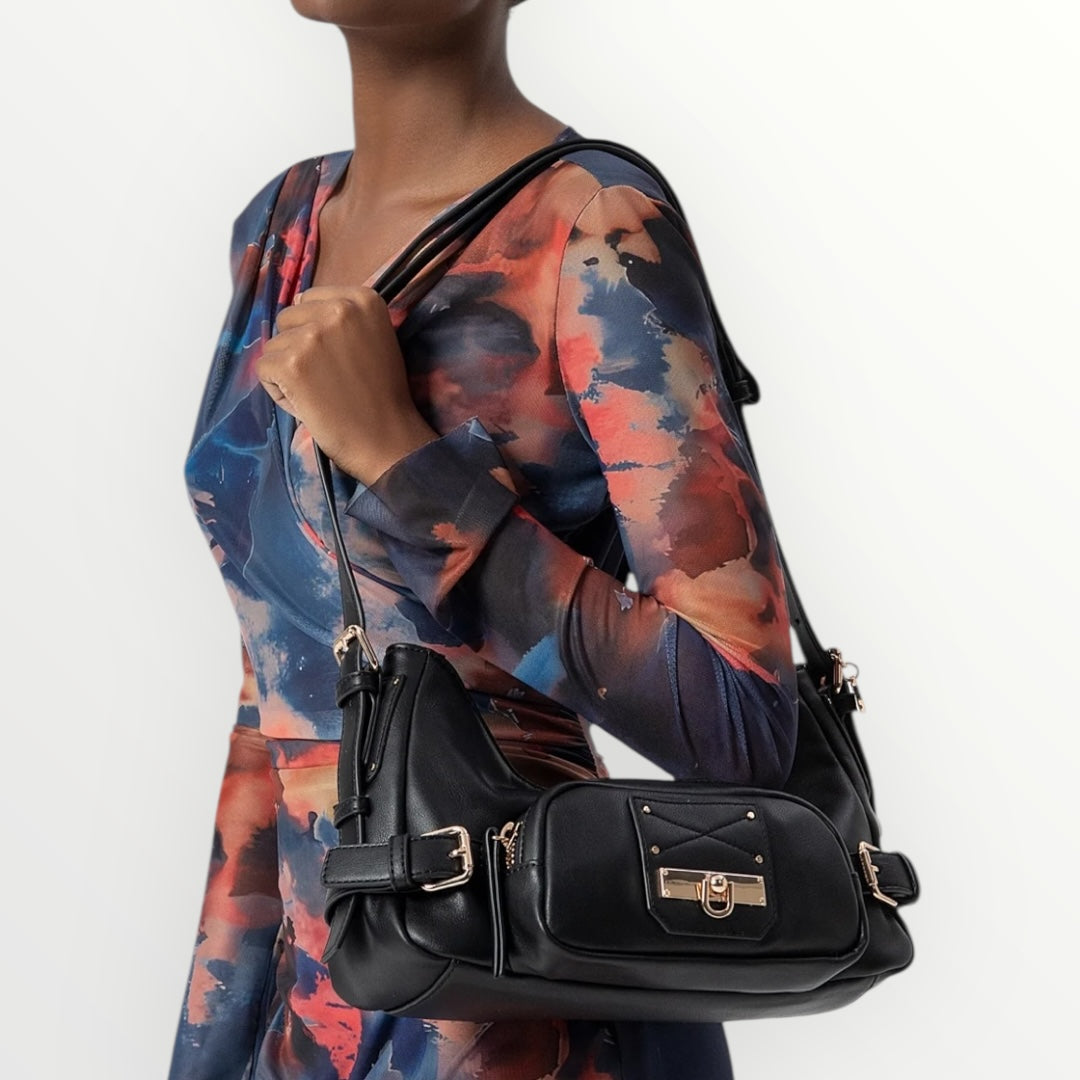 FRACOMINA - BORSA A SPALLA CON BORCHIE E FIBBIE