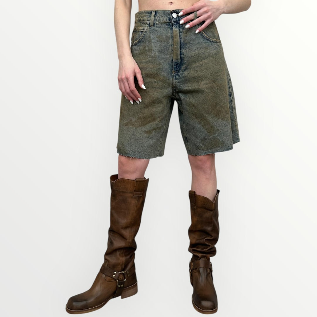 HAVEONE - BERMUDA IN DENIM SPENNELLATO