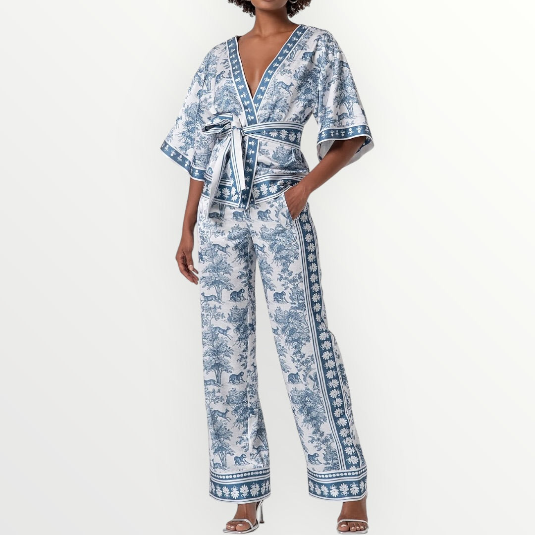 FRACOMINA - PANTALONE A PALAZZO IN FANTASIA