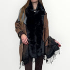 AYFEE - MANTELLA CON FRANGE ED ECO-PELLICCIA