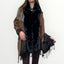 AYFEE - MANTELLA CON FRANGE ED ECO-PELLICCIA
