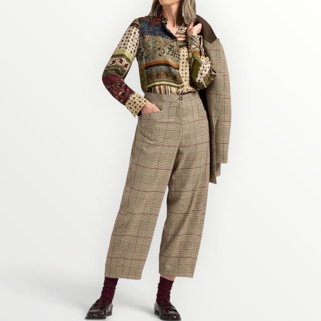 ELENA MIRO' - CAMICIA IN RASO STAMPA PATCHWORK
