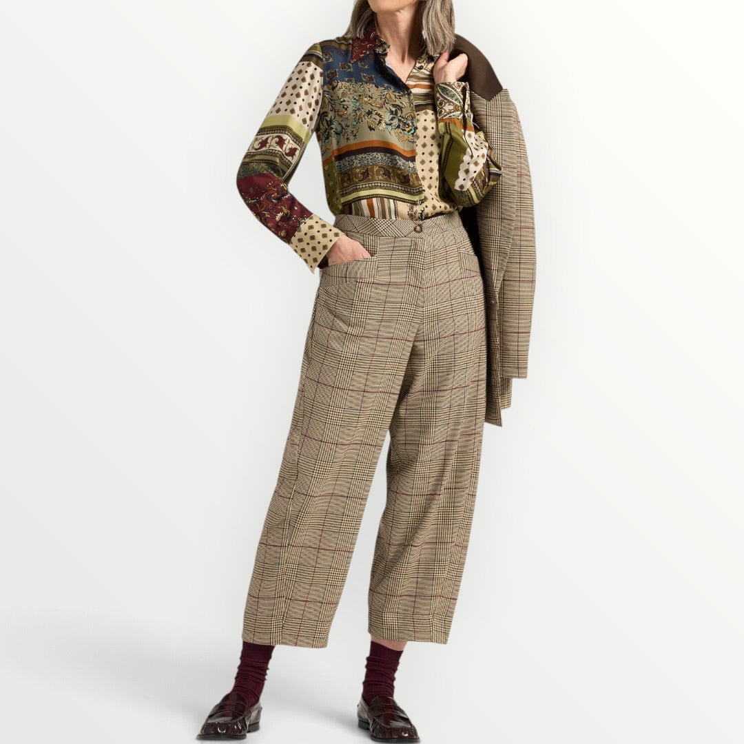 ELENA MIRO' - CAMICIA IN RASO STAMPA PATCHWORK
