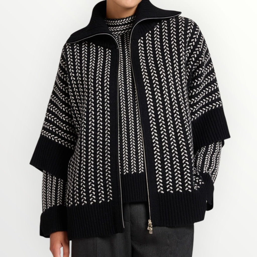 ELENA MIRO' - CARDIGAN A TRECCE CON ZIP