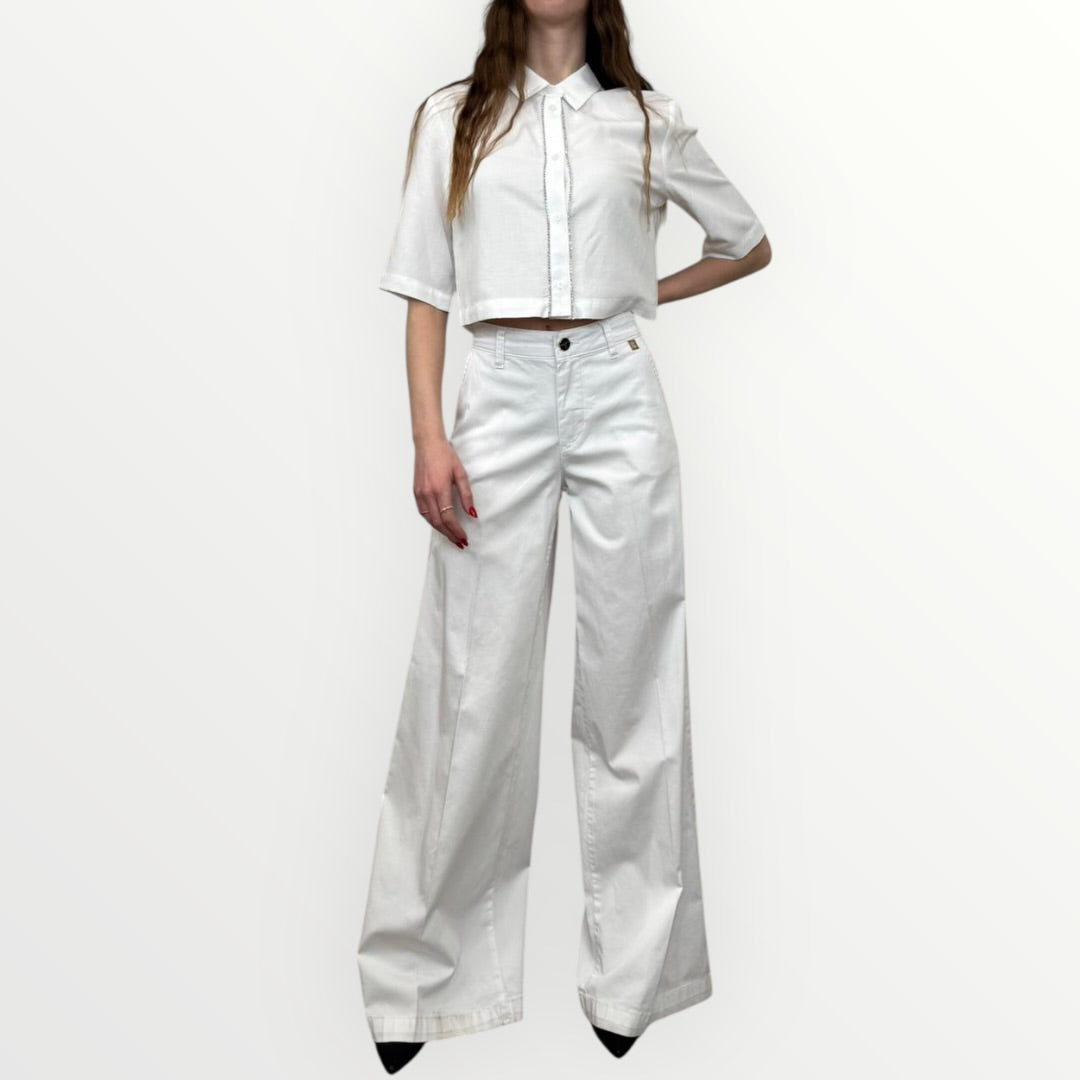 FRACOMINA - CAMICIA IN LINO CON BRILLANTI