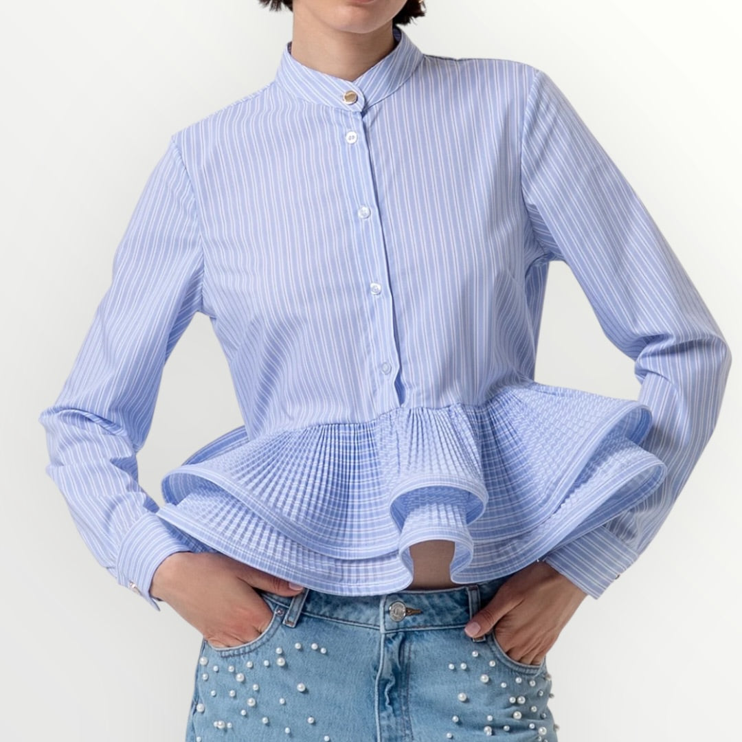 FRACOMINA - CAMICIA CON GALE PLISSETTATE