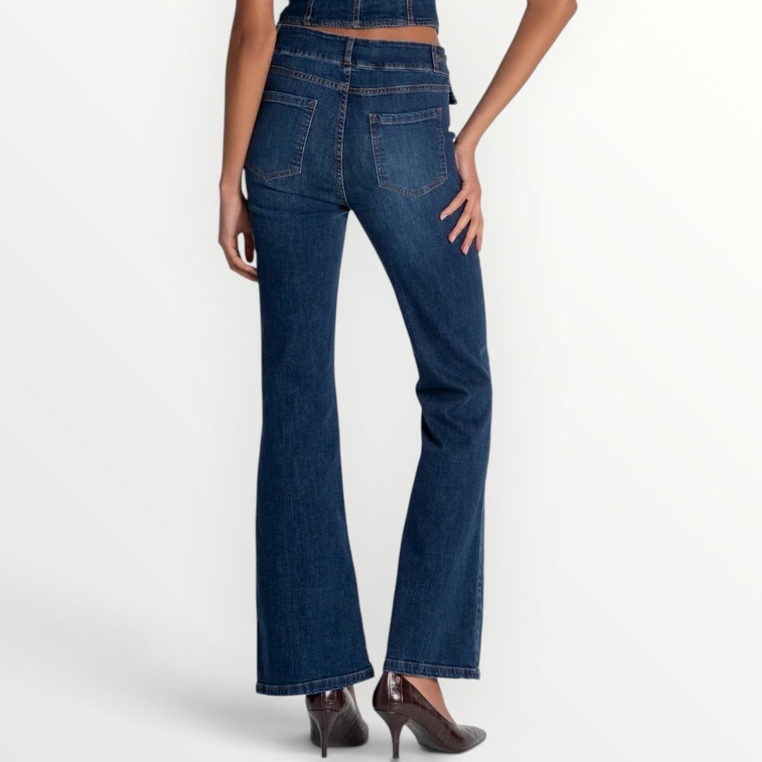FRACOMINA - JEANS A ZAMPA CON LOGHI IN ORO
