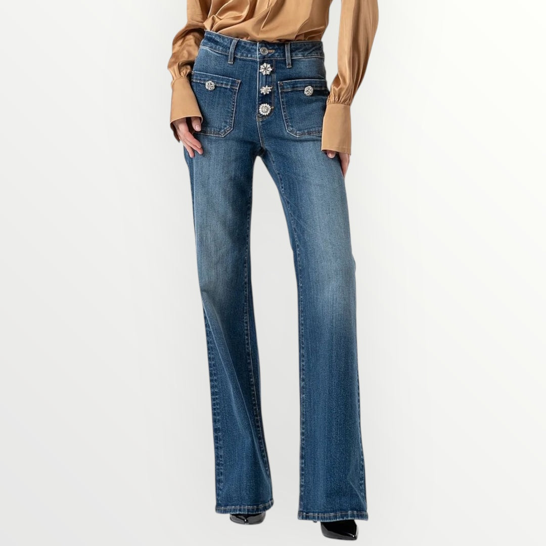 FRACOMINA - JEANS CON BOTTONI GIOIELLO