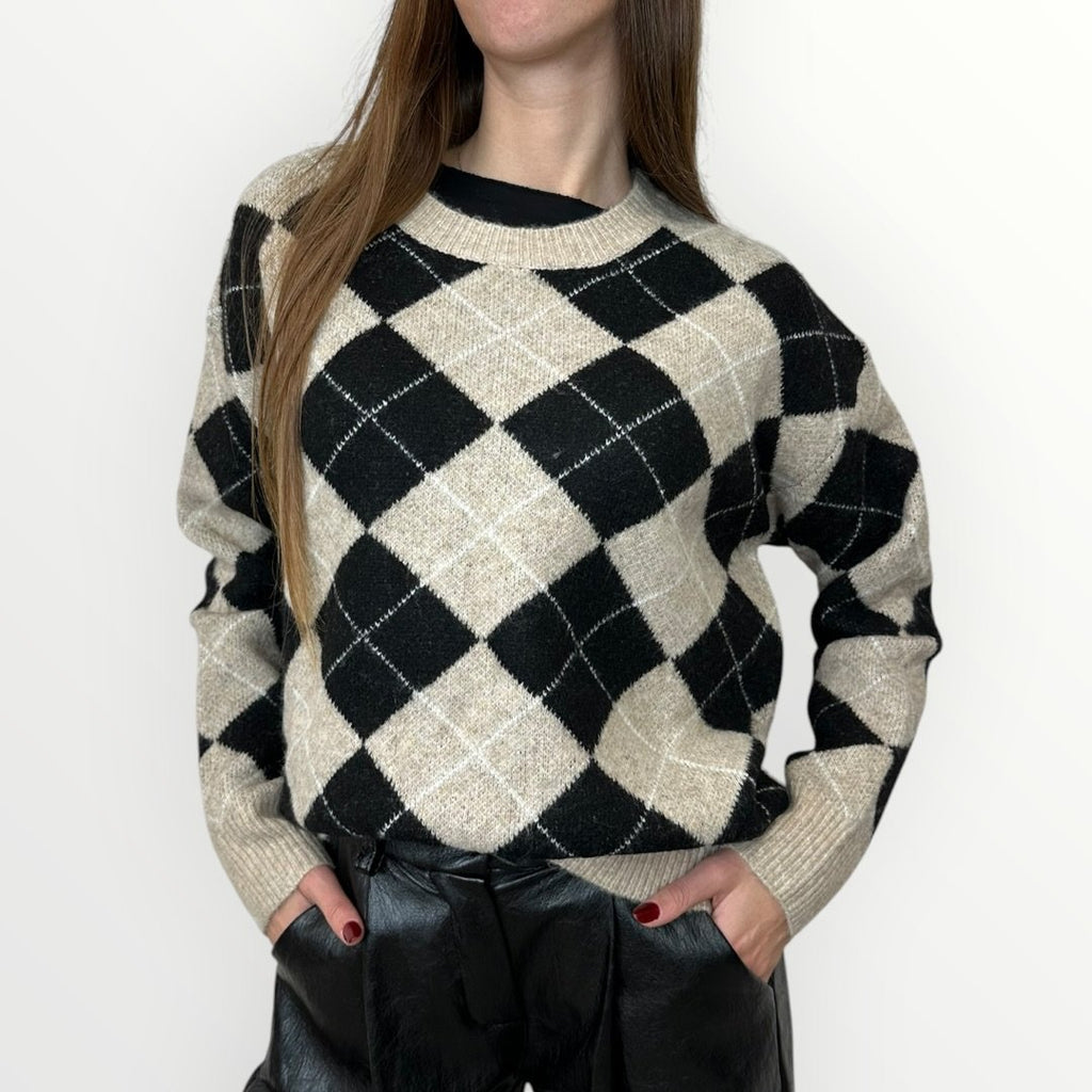 AYFEE - MAGLIA GIROCOLLO A ROMBI