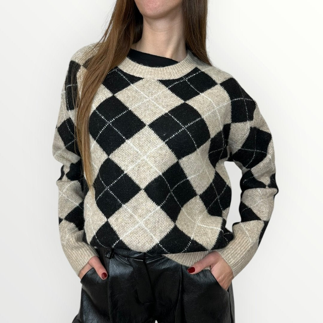 AYFEE - MAGLIA GIROCOLLO A ROMBI