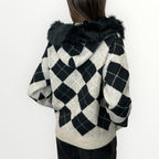 AYFEE - CARDIGAN A ROMBI CON CAPPUCCIO