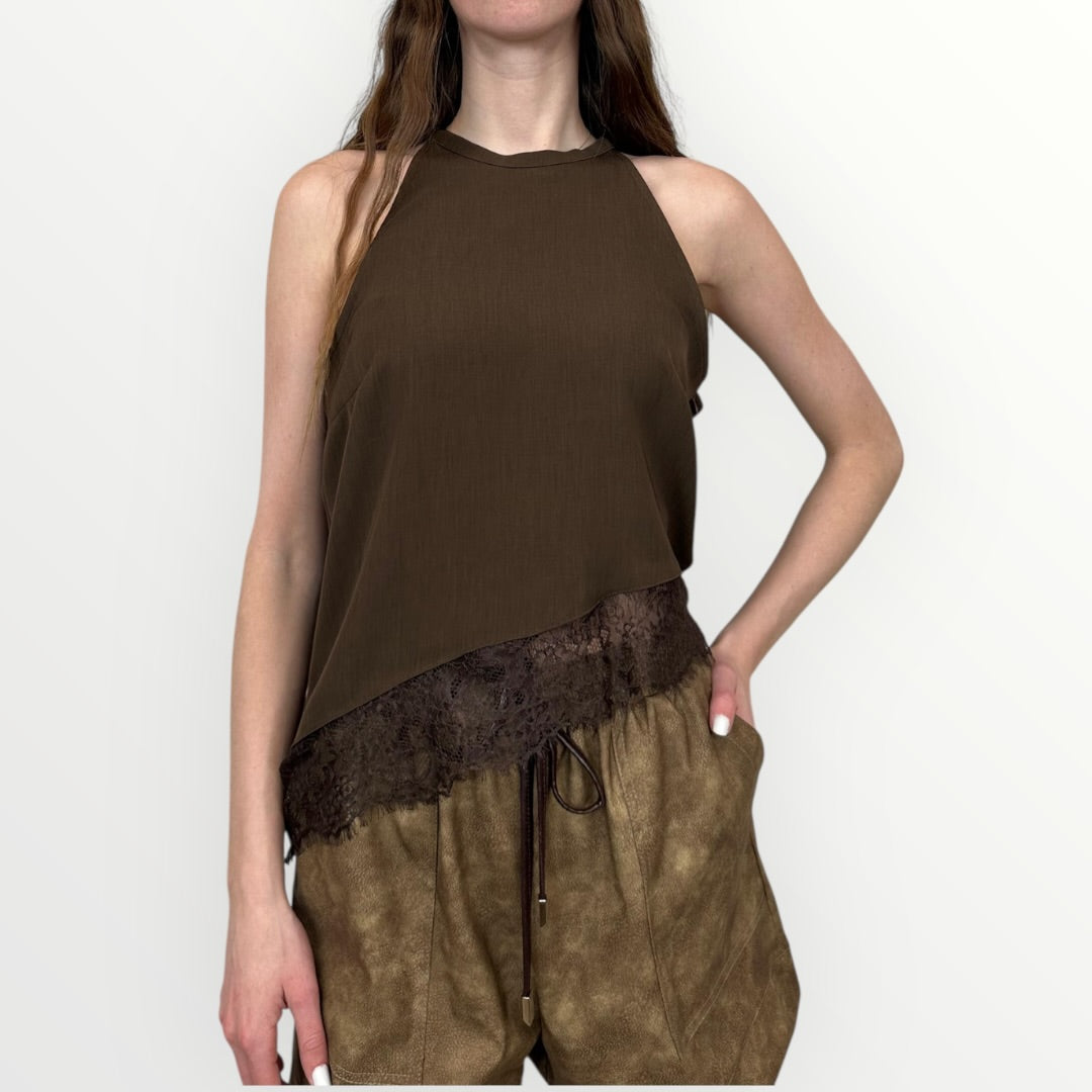 HAVEONE - CANOTTA ASIMMETRICA CON PIZZO