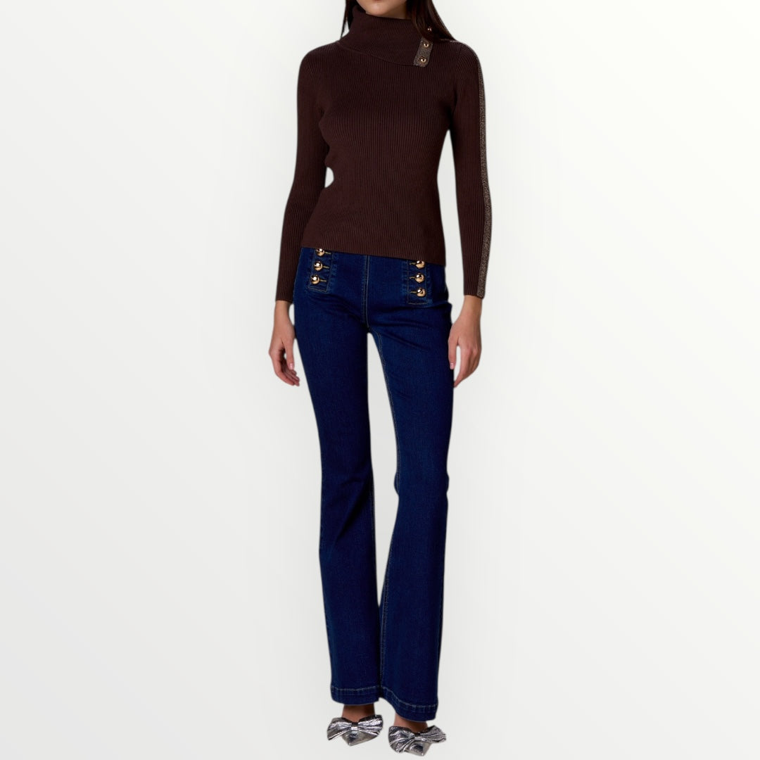 NO SECRETS - MAGLIA DOLCEVITA CON LUREX E BOTTONI