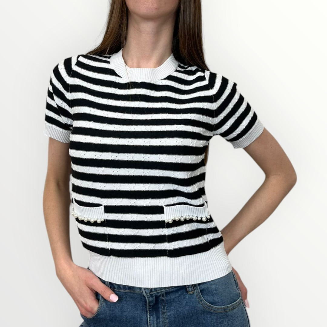 NO SECRETS - MAGLIA RIGATA CON TASCHINI