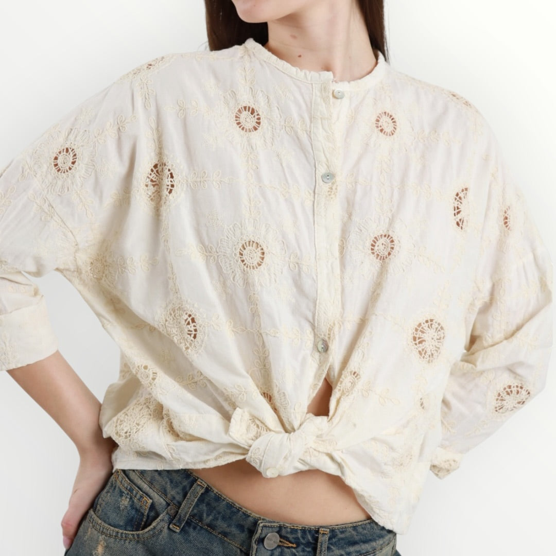 SUSY MIX - CAMICIA ALLA COREANA CON RICAMI